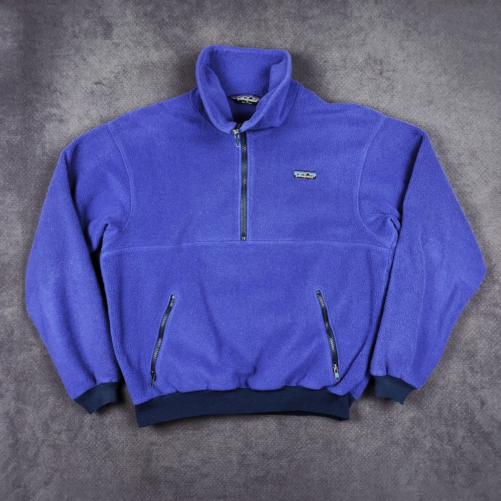 Vintage Patagonia Synchilla 1/2 Zip Fleece Jacket Mens Large Blue USA Made 25301